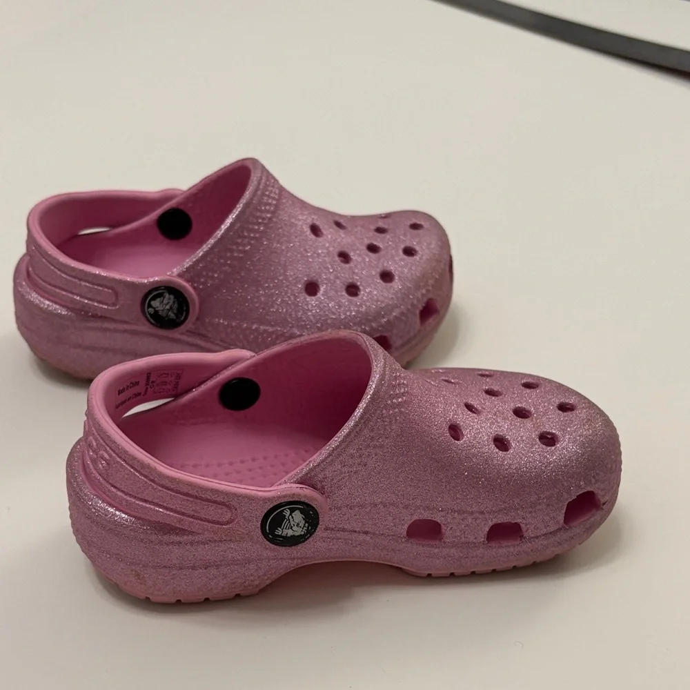 CROCS Glittery Pink Kids Sandals